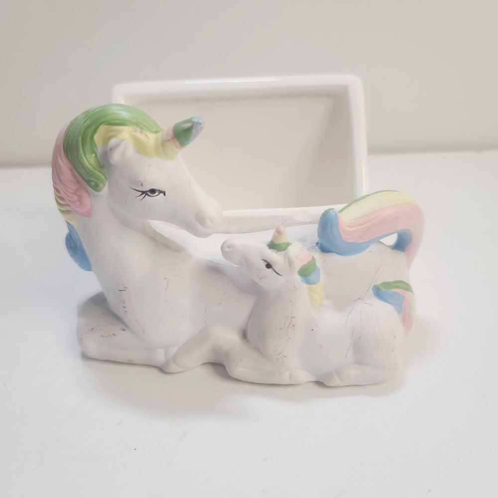Vintage JSNY Unicorn Mom & Baby Pastel Kawaii Card Holder Desk Office